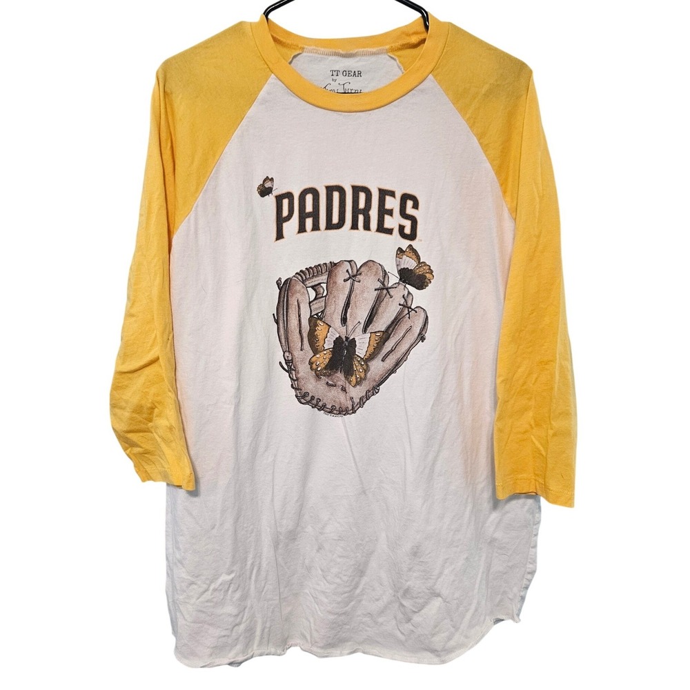 San Diego Padres Tiny Turnip Butterfly Glove Raglan Shirt XL 3/4 Sleeve MLB